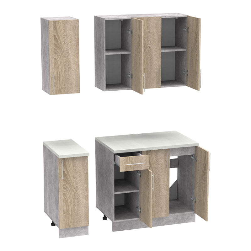 Set mobila bucatarie 4 buc Festa II, Sonoma, 120x60x85 cm, foto produs