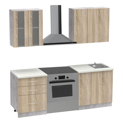 Dulap Bucatarie Set mobila bucatarie 4 buc Festa II Sonoma 140x60x85 cm