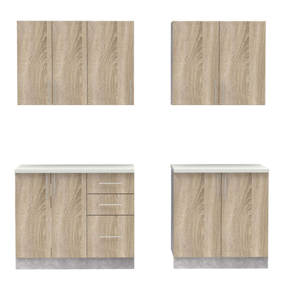 Set mobila bucatarie 4 buc Festa V, Sonoma, 160x60x85 cm, perspectiva suplimentara