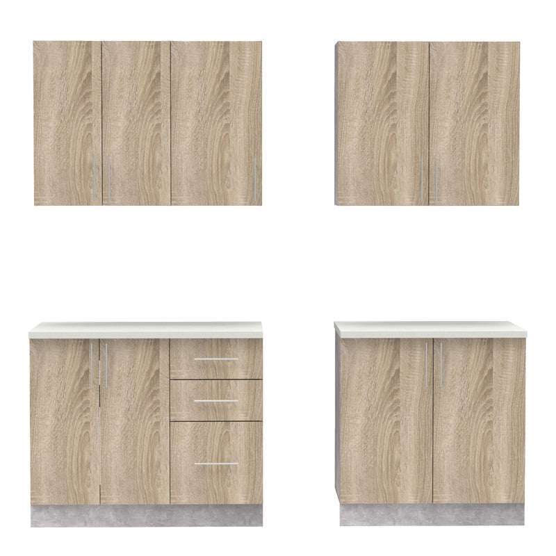 Set mobila bucatarie 4 buc Festa V, Sonoma, 160x60x85 cm, perspectiva suplimentara
