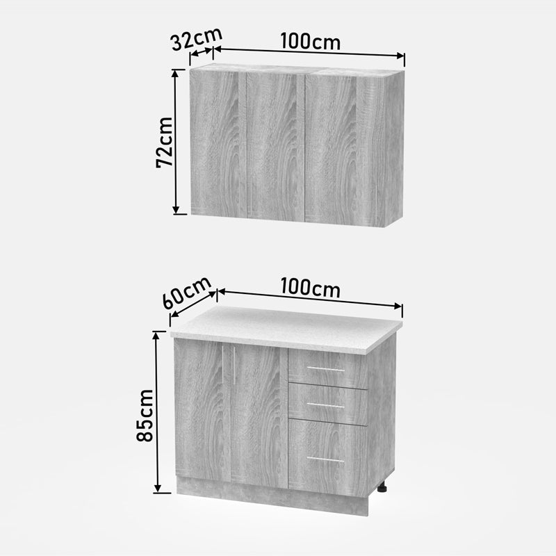 Set mobila bucatarie Festa, Sonoma, 100x60x85 cm