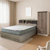 Set mobilă dormitor student Mellow, Lemn, Pat 140x200 cm, Noptieră 40x30x40 cm, Dulap 80x50x180 cm