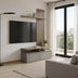comoda TV Set mobila living cu aspect de marmura, Perlento, culori bej și sonoma, lemn, 140x41x219 cm