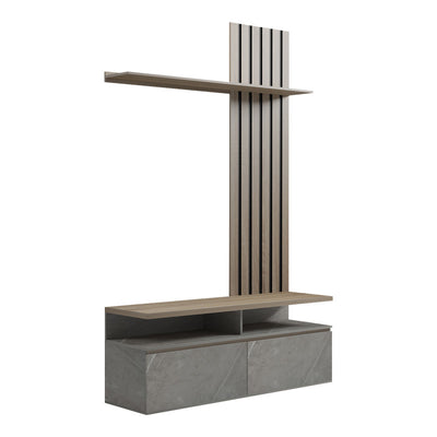 Set mobila living cu aspect de marmura, Perlento, culori bej și sonoma, lemn, 140x41x219 cm, imagine suplimentara