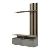 Set mobila living cu aspect de marmura, Perlento, culori bej și sonoma, lemn, 140x41x219 cm, perspectiva suplimentara