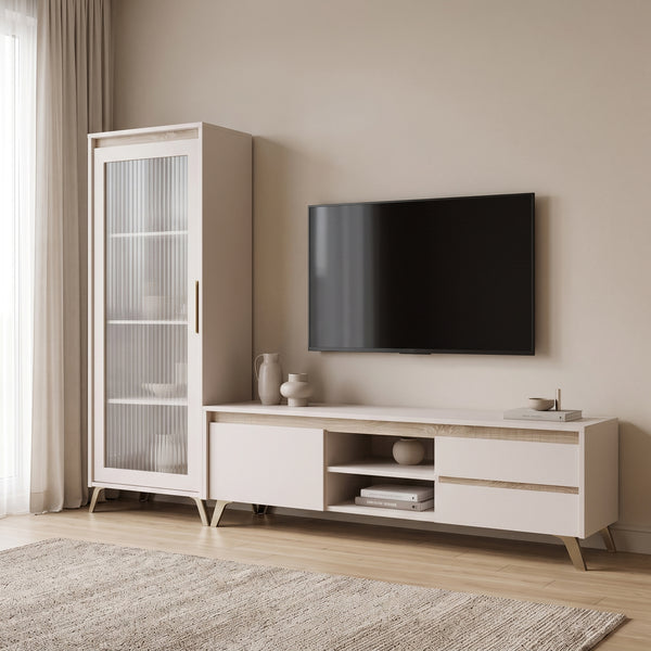 Set mobila sufragerie Belka, Crem, 210x45x153 cm