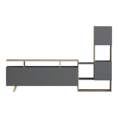 Set mobila sufragerie Defry, Sonoma-Antracit, 178x32x110 cm, imagine produs 4