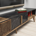 Set Mobila Sufragerie Milan - Walnut, Black, Nuc, 180x40x35 cm