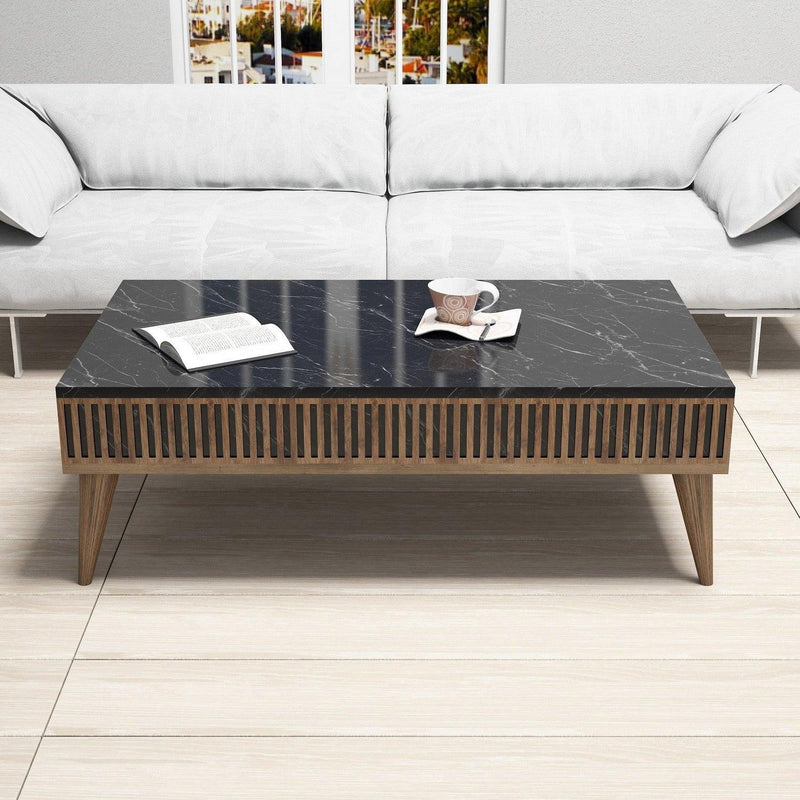 Set Mobila Sufragerie Milan - Walnut, Black, Nuc, 180x40x35 cm