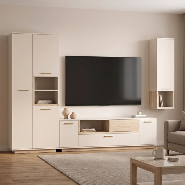 Set mobila sufragerie Norda, Crem, 187x40x59 cm