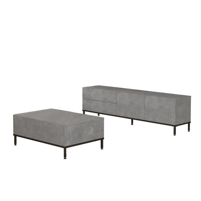 Set Mobila Sufragerie Oslo, Gri, 2 piese, Comoda Tv - Masuta de Cafea