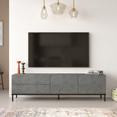 Set Mobila Sufragerie Oslo, Gri, 2 piese, Comoda Tv - Masuta de Cafea