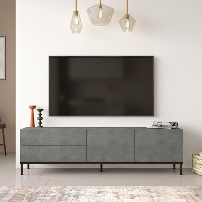 Set Mobila Sufragerie Oslo, Gri, 2 piese, Comoda Tv - Masuta de Cafea