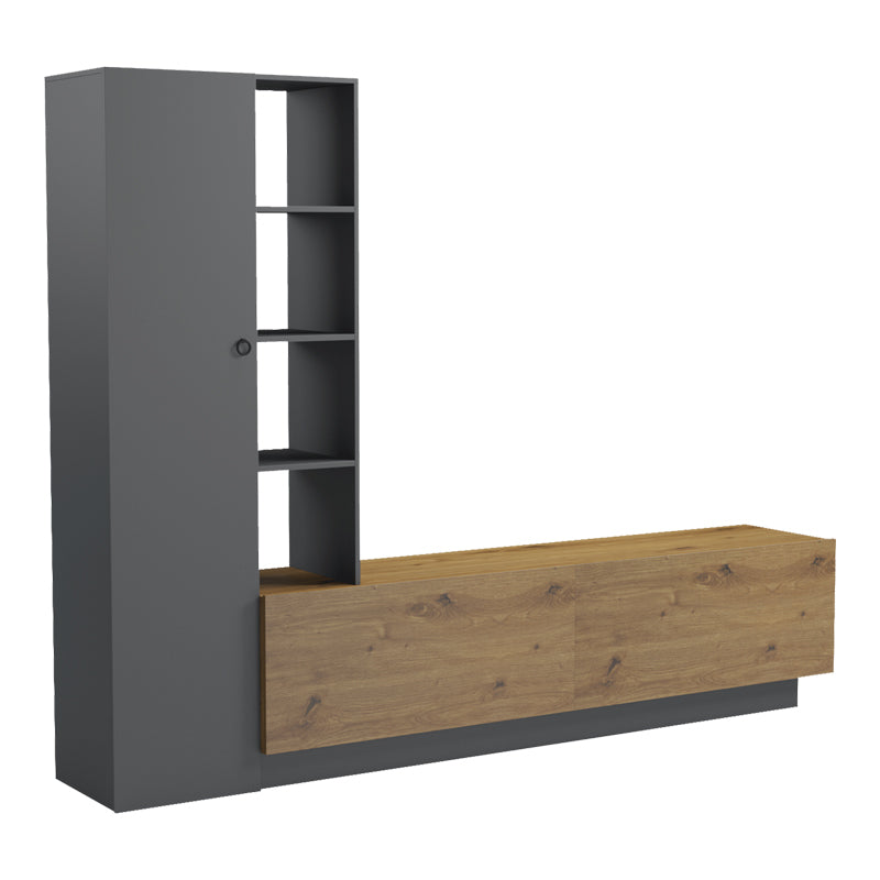 Set mobila sufragerie Tilveo, Stejar-Antracit, 230x42x180 cm