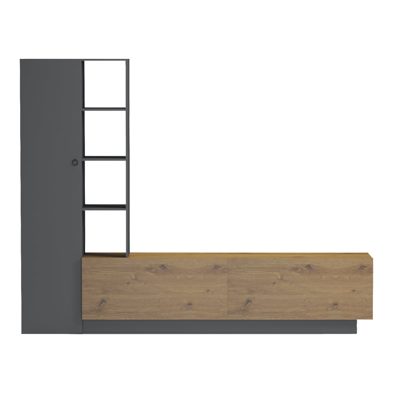 Set mobila sufragerie Tilveo, Stejar-Antracit, 230x42x180 cm