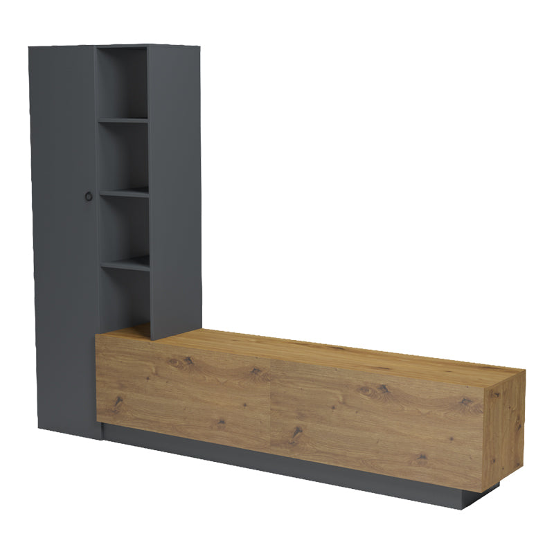 Set mobila sufragerie Tilveo, Stejar-Antracit, 230x42x180 cm