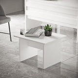 Set mobilier de birou Linta XL, 5 piese, Birou - Biblioteca - Consola - Masa - Rollbox, 140x60x74 cm - Alb