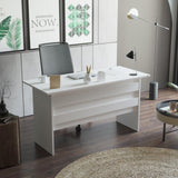 Set mobilier de birou Linta XL, 5 piese, Birou - Biblioteca - Consola - Masa - Rollbox, 140x60x74 cm - Alb