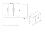 Set mobilier de birou Linta XL, 5 piese, Birou - Biblioteca - Consola - Masa - Rollbox, 140x60x74 cm - Alb