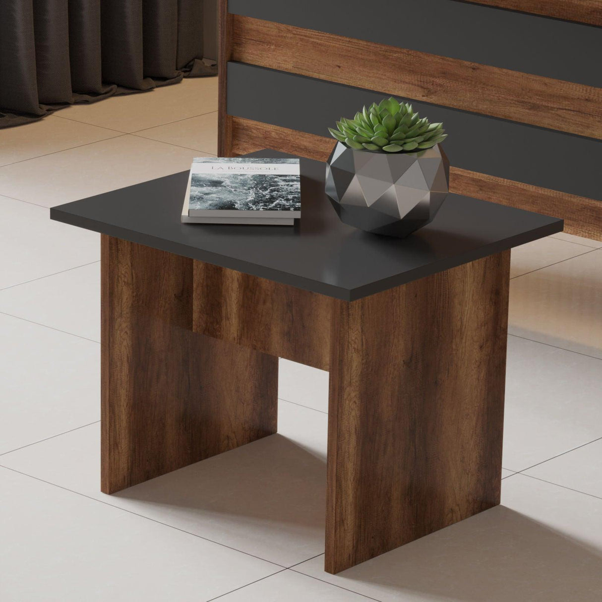Set mobilier de birou Linta XL, 5 piese, Birou - Biblioteca - Consola - Masa - Rollbox, 140x60x74 cm - Maro
