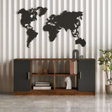 Set mobilier de birou Linta XL, 5 piese, Birou - Biblioteca - Consola - Masa - Rollbox, 140x60x74 cm - Maro