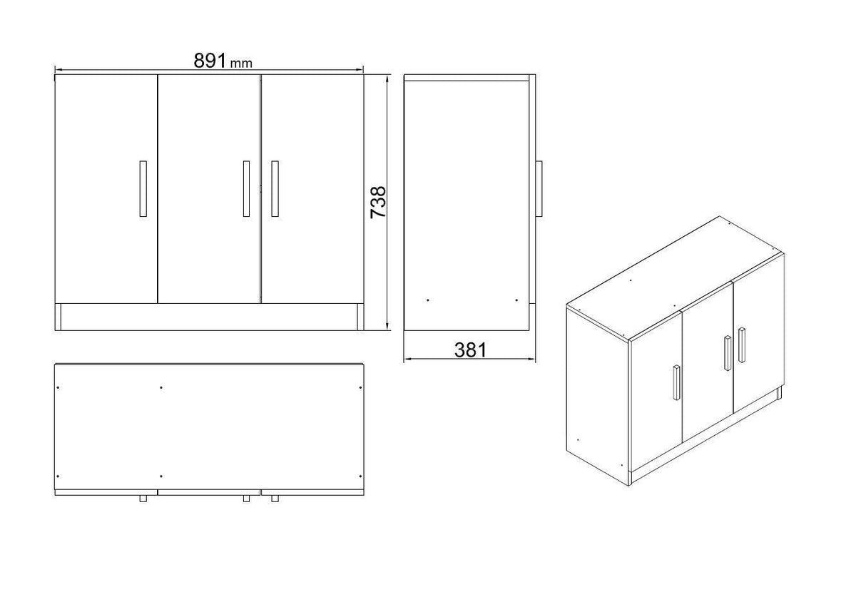 Set mobilier de birou Linta XL, 5 piese, Birou - Biblioteca - Consola - Masa - Rollbox, 140x60x74 cm - Maro
