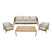 Set mobilier de exterior cu măsuță și canapele Verilan, lemn masiv de acacia și șnur, perne bej, variate