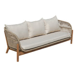 Set mobilier de exterior cu măsuță și canapele Verilan, lemn masiv de acacia și șnur, perne bej, variate, 214x77x70 cm