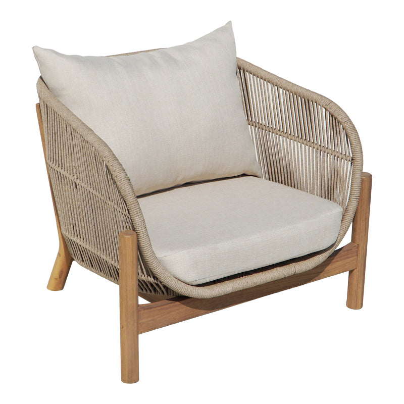 Set mobilier de exterior cu măsuță și canapele Verilan, lemn masiv de acacia și șnur, perne bej, variate, 214x77x70 cm