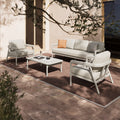 Set mobilier de exterior Marlena, Aluminiu și Țesătură, Generoase, Bej și Gri Deschis