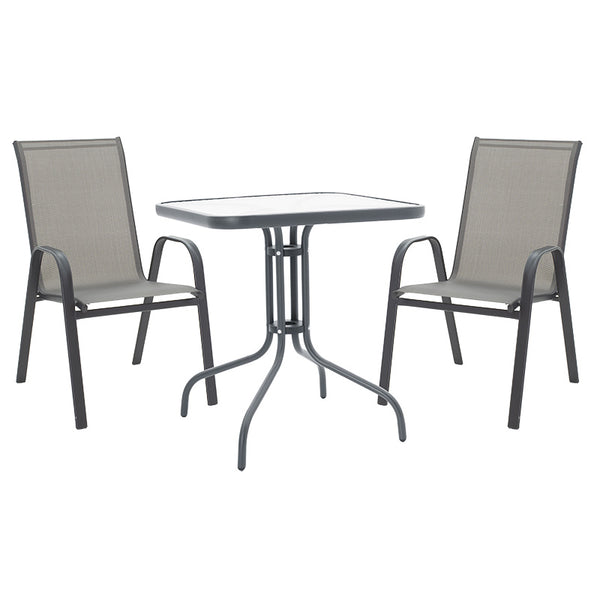 Set mobilier de grădină cu masă și scaune Watson-Calan, Metal/Textilene, gri antracit, 70x70x70 cm