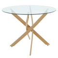 Set Mobilier Dining Azori cu Scaune Roz Prafuit și Masă Sticlă Antoro, Sticlă/Metal, 80x75 cm, imagine suplimentara