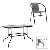 Set mobilier dining cu funcție extensibilă Valor-Obbi, Metal/Glas, Negru - Gri, 110x60x70 cm