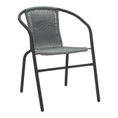 Set mobilier dining cu funcție extensibilă Valor-Obbi, Metal/Glas, Negru - Gri, 110x60x70 cm, imagine suplimentara