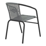 Set mobilier dining cu funcție extensibilă Valor-Obbi, Metal/Glas, Negru - Gri, 110x60x70 cm