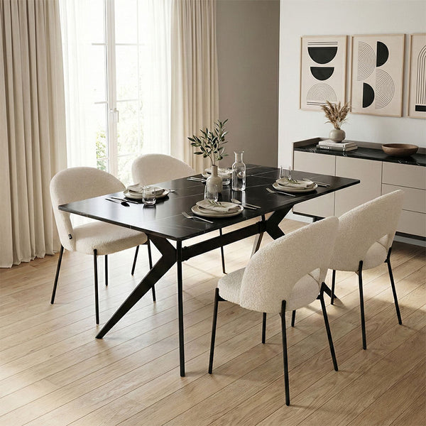 Set Mobilier Dining cu Funcție Extinsă, Masebo/Ezali, Lemn/Metal, 140x80x75 cm