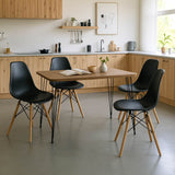 Set mobilier dining Julita, lemn/oțel, masă, 4 scaune, negre, 120x60x73 cm