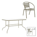 Set mobilier dining Tade-Valor, Metal și Sticlă, 110x60x70 cm