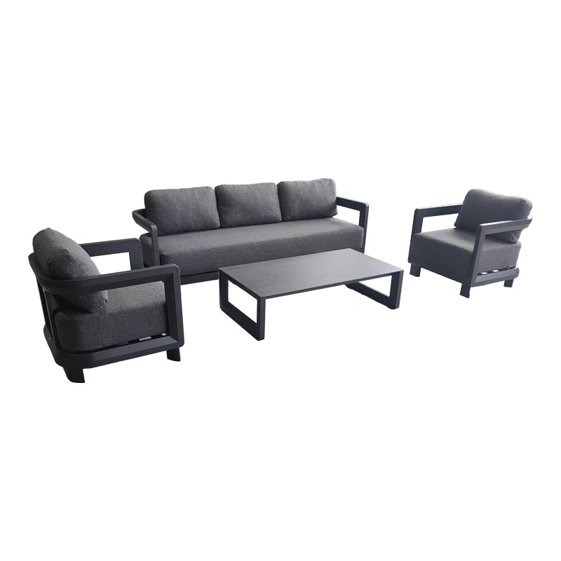Set mobilier exterior cu funcție lounge Jenora, aluminiu, țesătură antracit, personalizabile, 212x72x64 cm