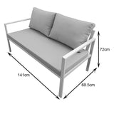 Set Mobilier Grădină cu Perne, Gardenly, Lounge, Aluminium & Bej, Set 4 Piese, 141x69x72 cm