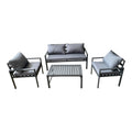 Set mobilier grădină Gardenly, aluminiu, cu perne gri, 4 piese, rezistent