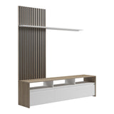 Set de mobilier living cu rafturi Delfina și metal, Sonoma - Negru, 190x40x199 cm - Alb