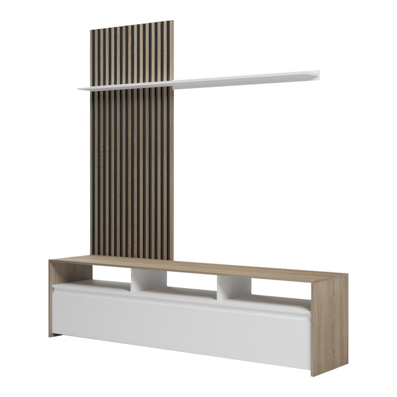 Set de mobilier living cu rafturi Delfina și metal, Sonoma - Negru, 190x40x199 cm - Alb