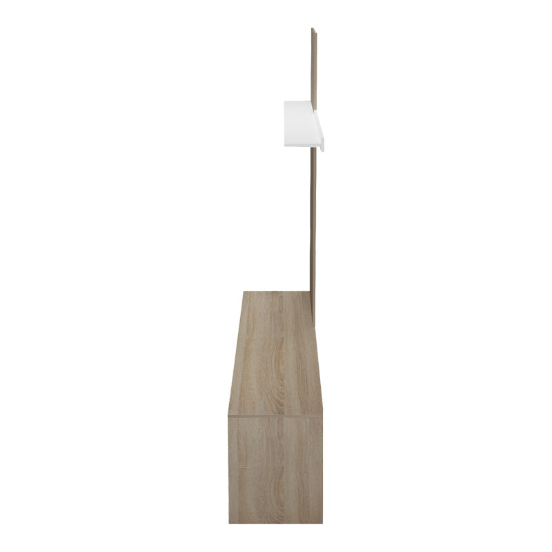 Set de mobilier living cu rafturi Delfina și metal, Sonoma - Negru, 190x40x199 cm - Alb