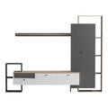 Set mobilier living cu functie de depozitare Ferefia, Alb, 240x45x189 cm, detaliu produs