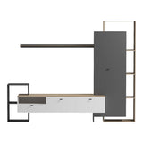 Set mobilier living cu functie de depozitare Ferefia, Alb, 240x45x189 cm