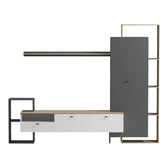 Set mobilier living cu functie de depozitare Ferefia, Alb, 240x45x189 cm, detaliu produs