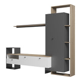 Set mobilier living cu functie de depozitare Ferefia, Alb, 240x45x189 cm