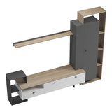 Set mobilier living cu functie de depozitare Ferefia, Alb, 240x45x189 cm