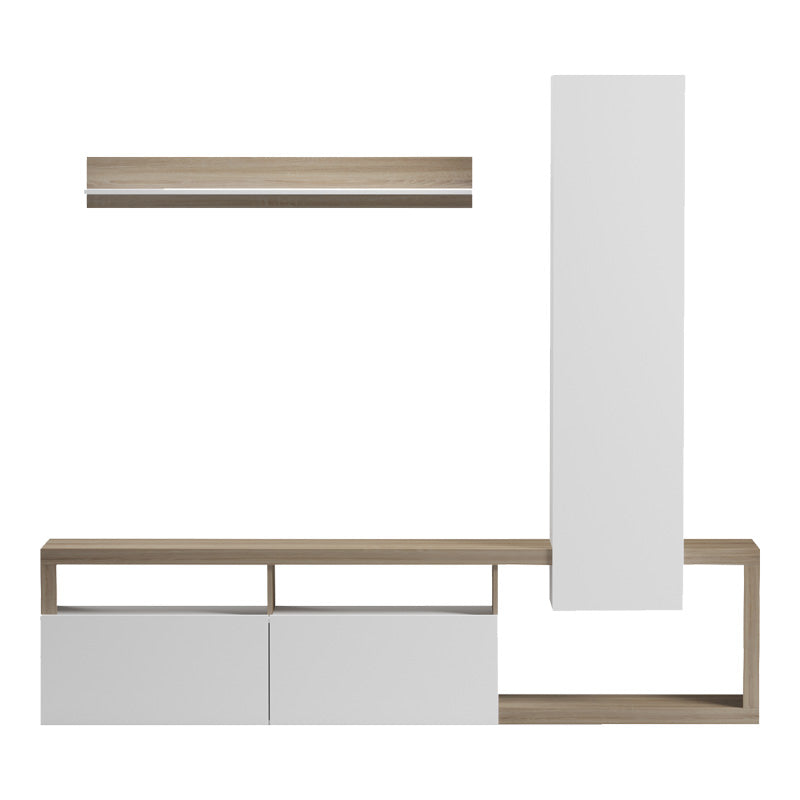 Set mobilier living cu rafturi Leganto, Pal, Alb, 220x35x197 cm